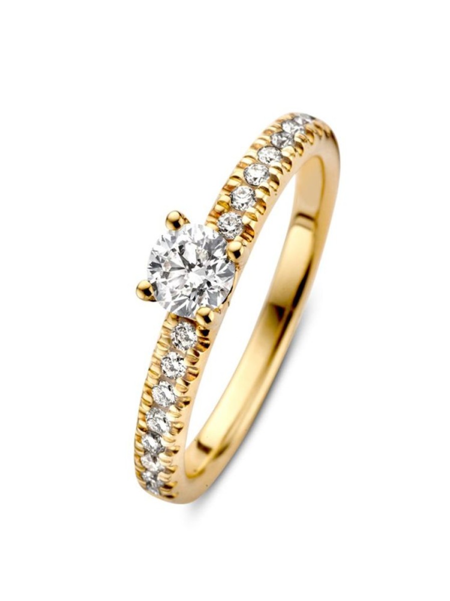 Sieraden Veerman Juwelen Collection | Geelgouden Solitair Ring Met Briljant 0,59Crt.