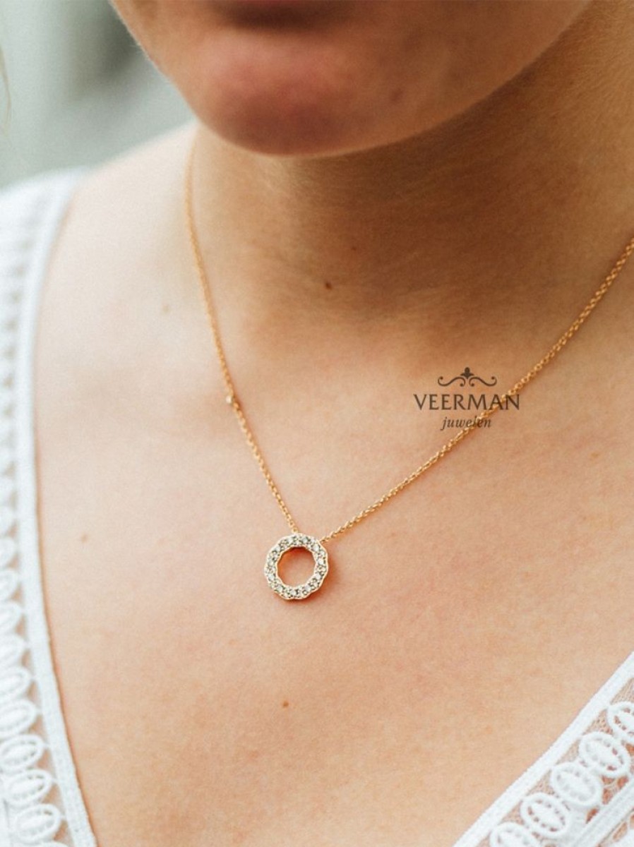 Sieraden Moondrops | Collier + Hanger Met Champagne Diamant Rond