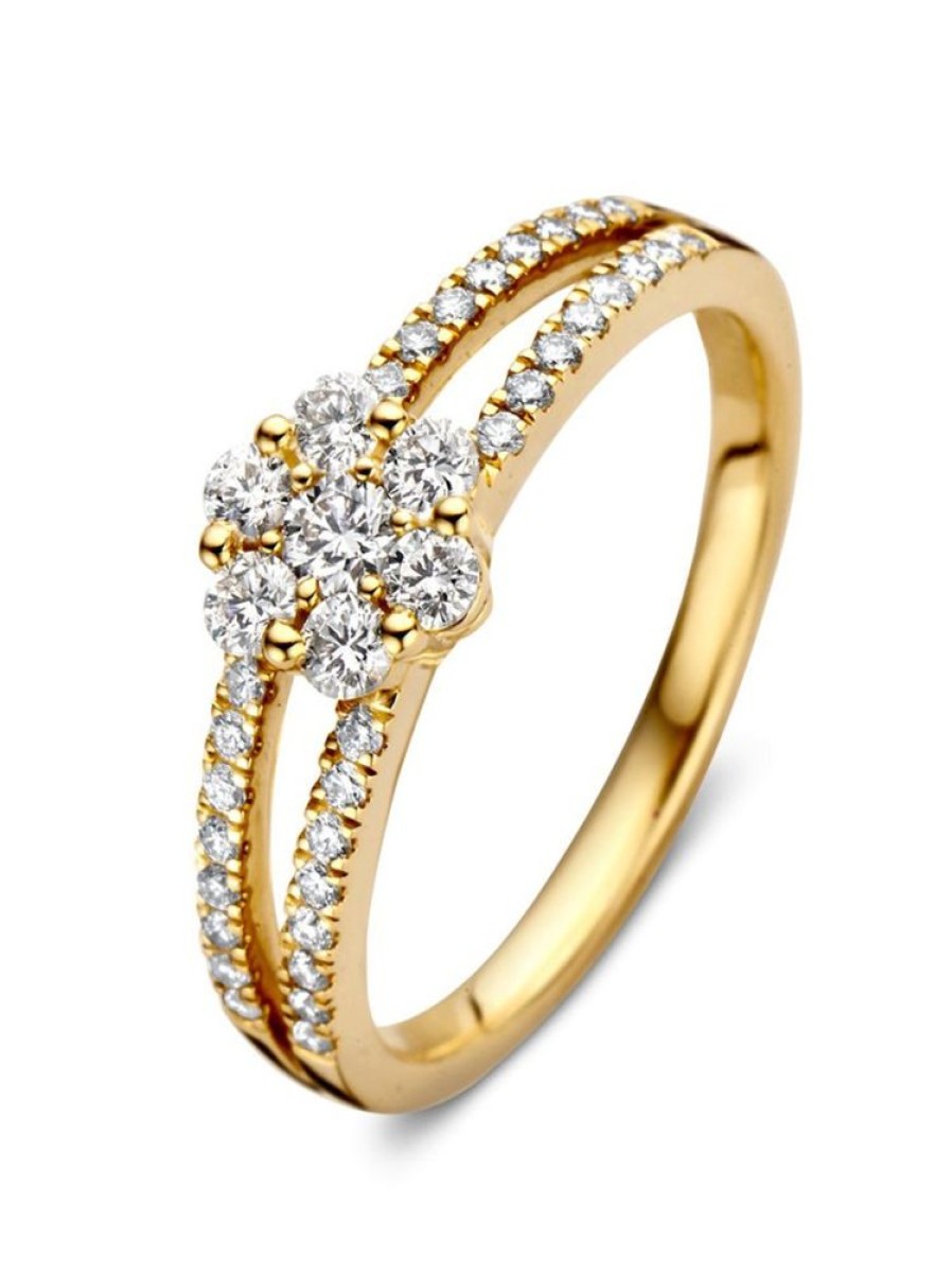 Sieraden Veerman Juwelen Collection | Geelgouden Rozet Ring Met Diamant 0,55Crt.