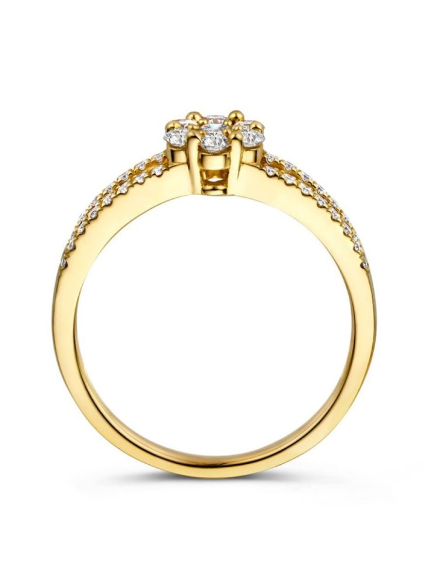 Sieraden Veerman Juwelen Collection | Geelgouden Rozet Ring Met Diamant 0,55Crt.