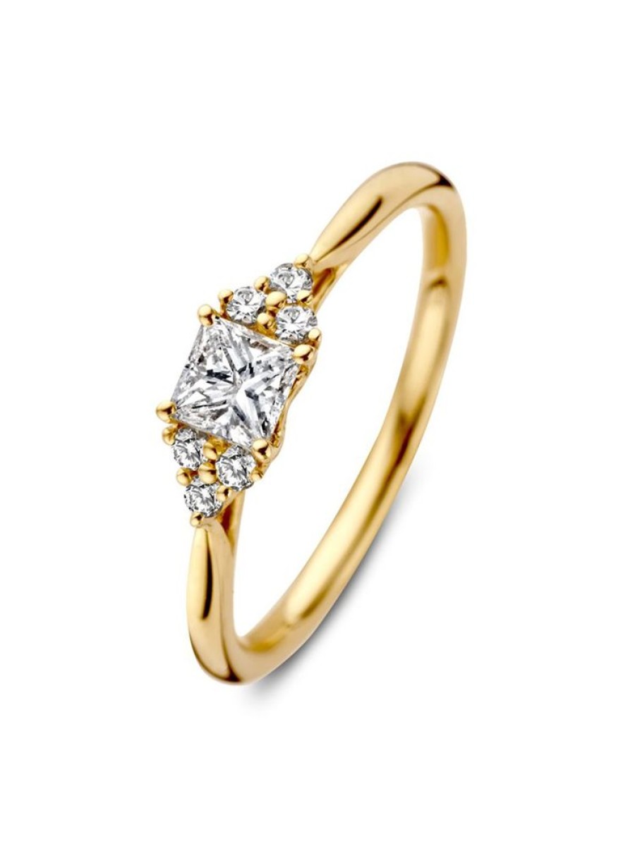 Sieraden Veerman Juwelen Collection | Geelgouden Ring Met Princess Diamant 0,52Crt.