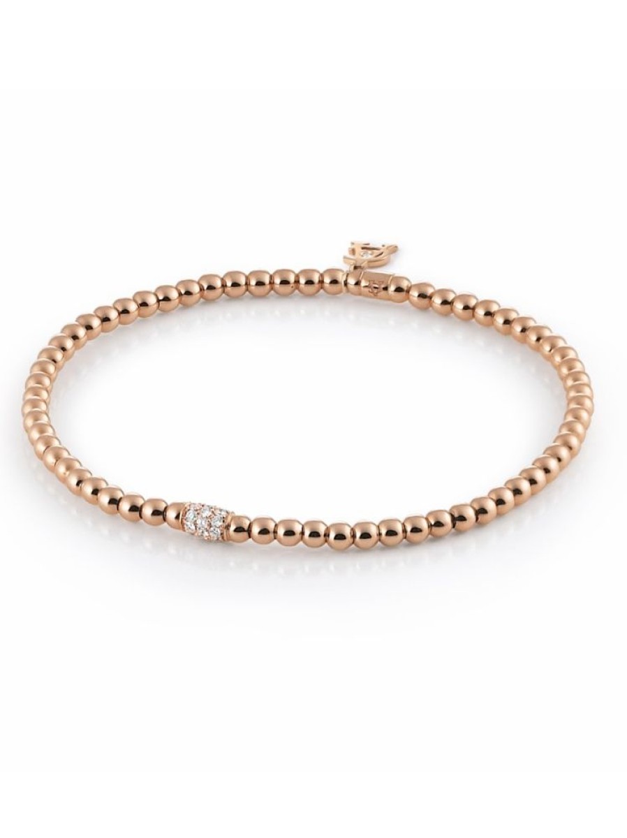 Sieraden Al Coro | Rosegouden Stretcharmband Met Diamant