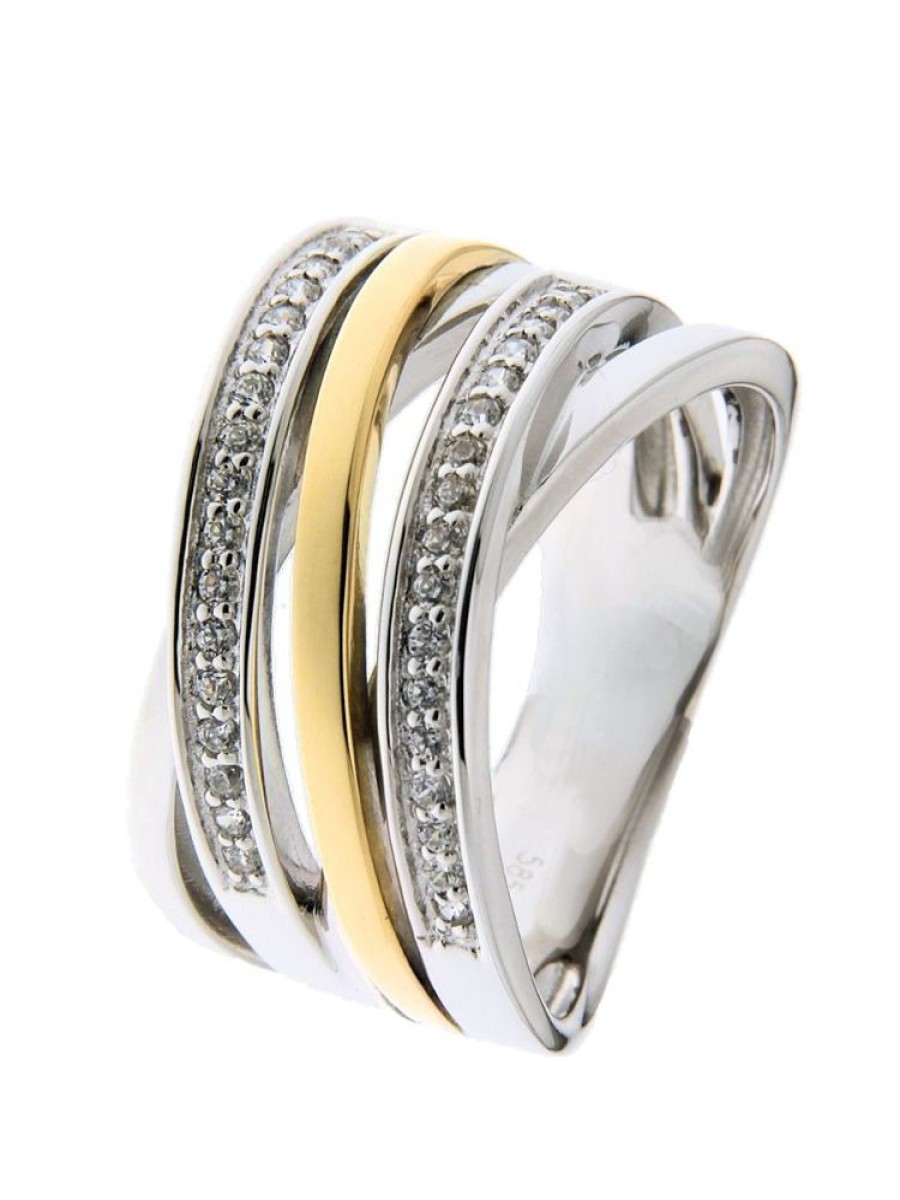 Sieraden Veerman Juwelen Collection | Zilver En Goud Ring Zirkonia