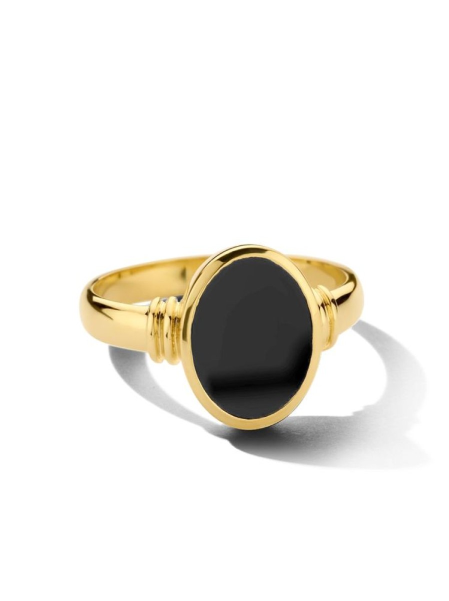 Sieraden Veerman Juwelen Collection | Geelgouden Zegelring Ovaal Met Onyx