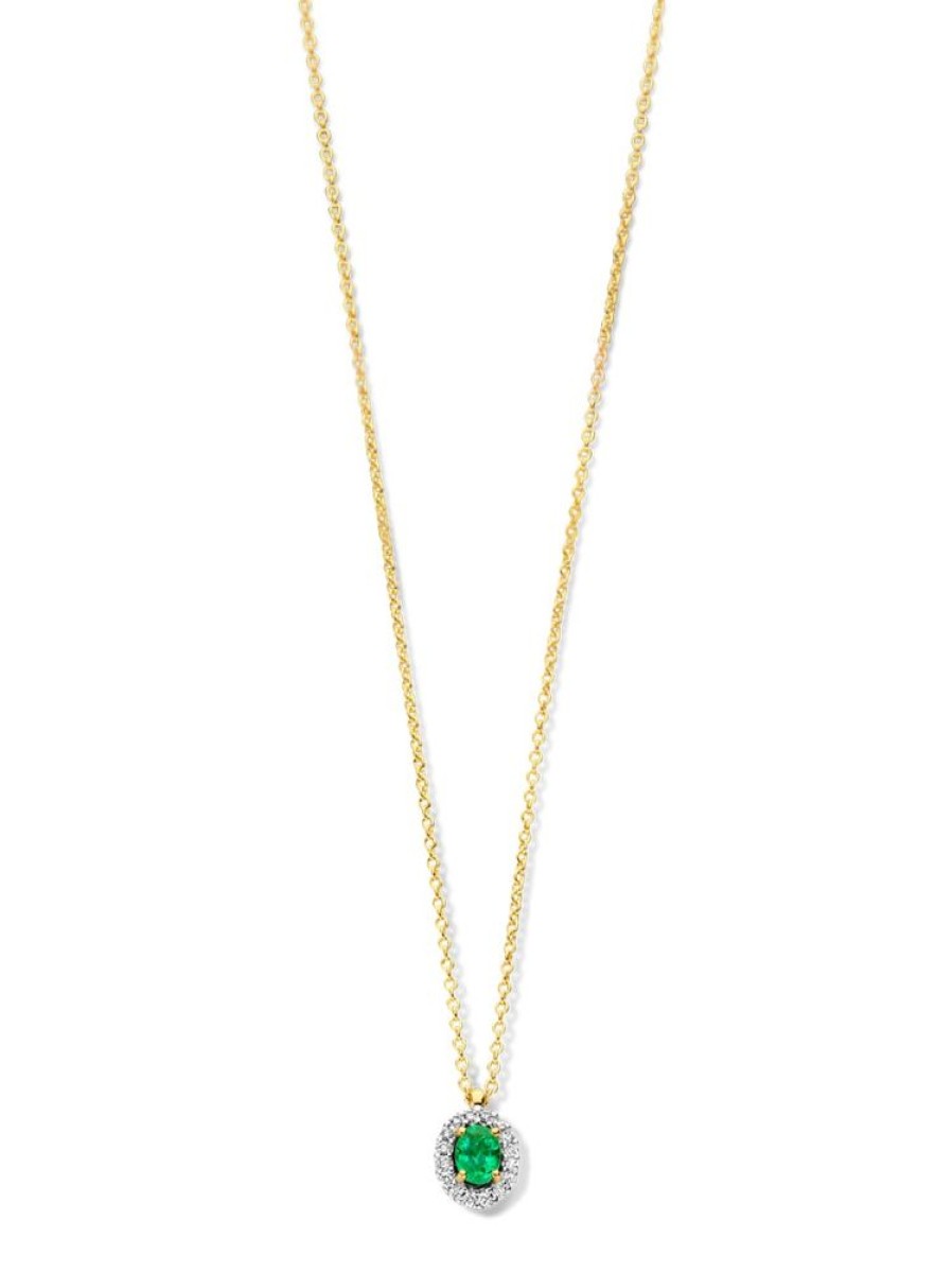 Sieraden Veerman Juwelen Collection | Bicolor Collier Met Smaragd En Diamant 0,06Crt.