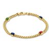 Sieraden Veerman Juwelen Collection | Geelgouden Gourmet Armband Met Edelstenen Smal