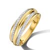 Sieraden Veerman Juwelen Collection | Bicolor Gouden Ring Gedraaid Met Briljant 0,32Crt.