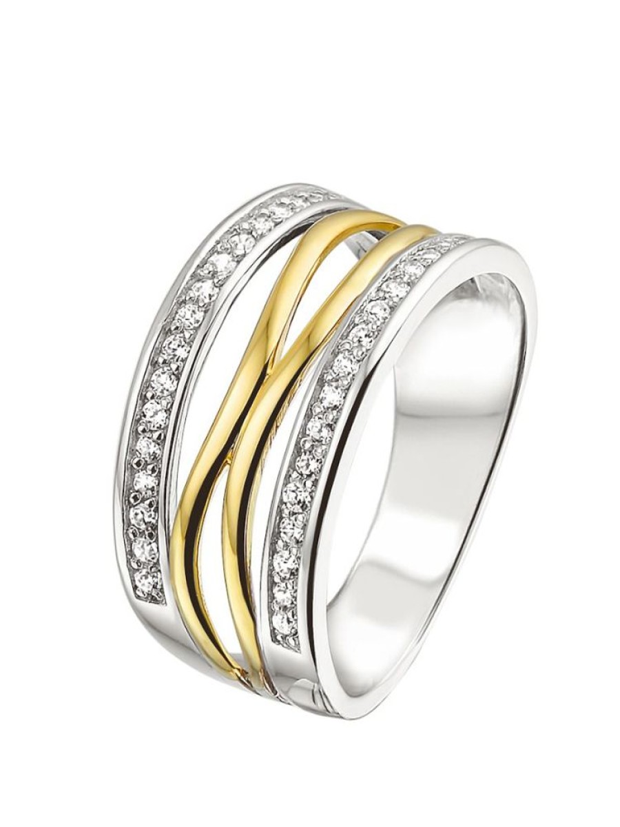 Sieraden Veerman Juwelen Collection | Zilver En Goud Ring Zirkonia