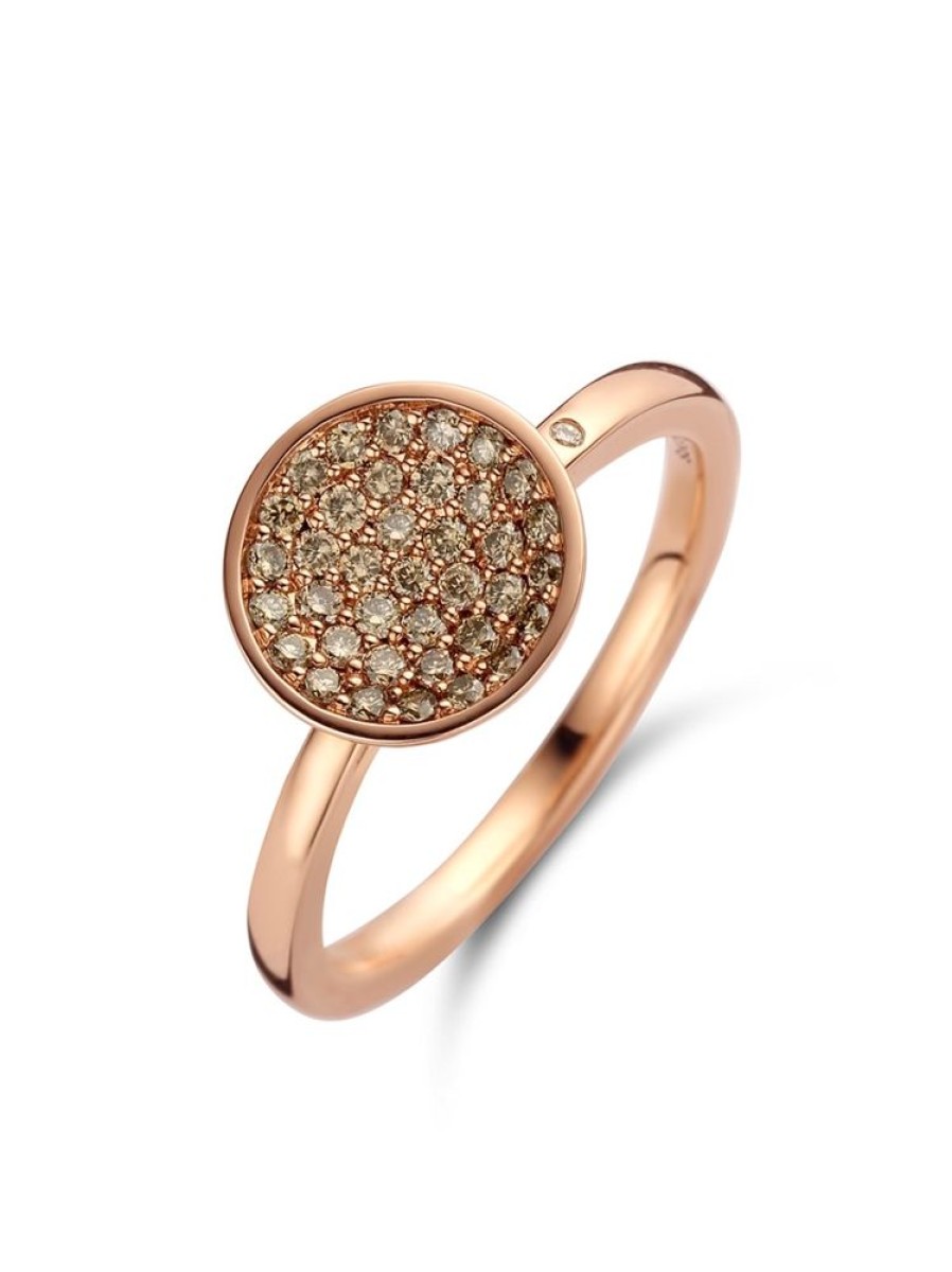 Sieraden Moondrops | Rosegouden Ring Met Champagne Diamant