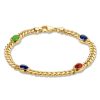 Sieraden Veerman Juwelen Collection | Geelgouden Gourmet Armband Met Edelstenen Breed