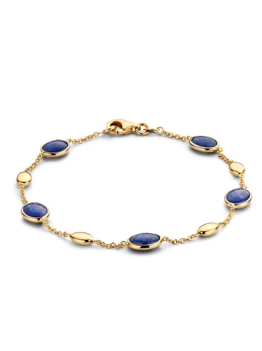 Sieraden Veerman Juwelen Collection | Geelgouden Armband Met Saffier