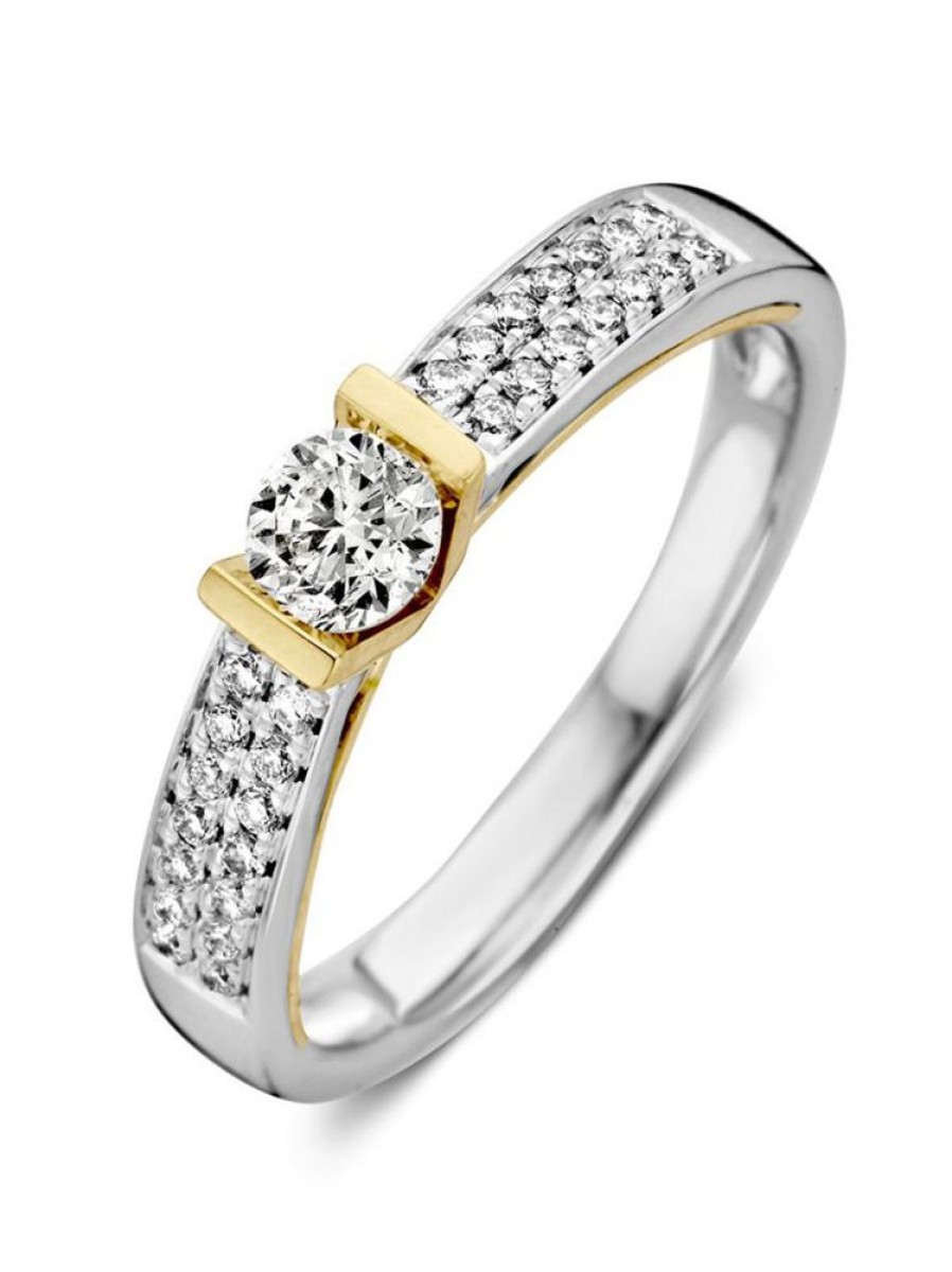 Sieraden Veerman Juwelen Collection | Bicolor Gouden Solitair Briljant 0.52 Crt.