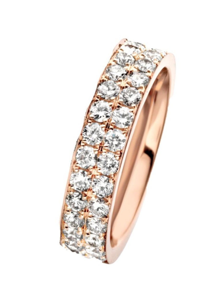 Sieraden Veerman Juwelen Collection | Rosegouden Ring Pave Met Diamant