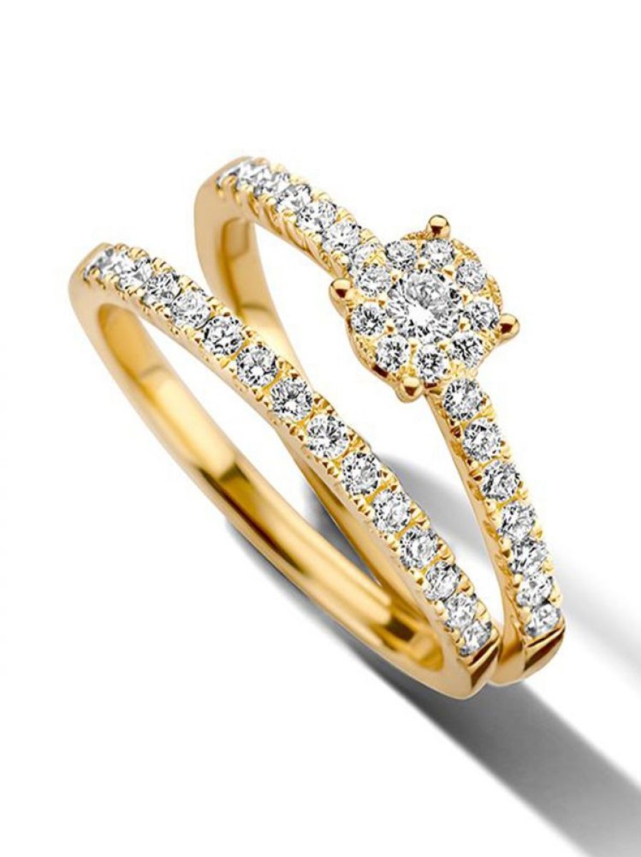 Sieraden Veerman Juwelen Collection | Geelgouden Ringenset Met Diamant 0,56Crt.