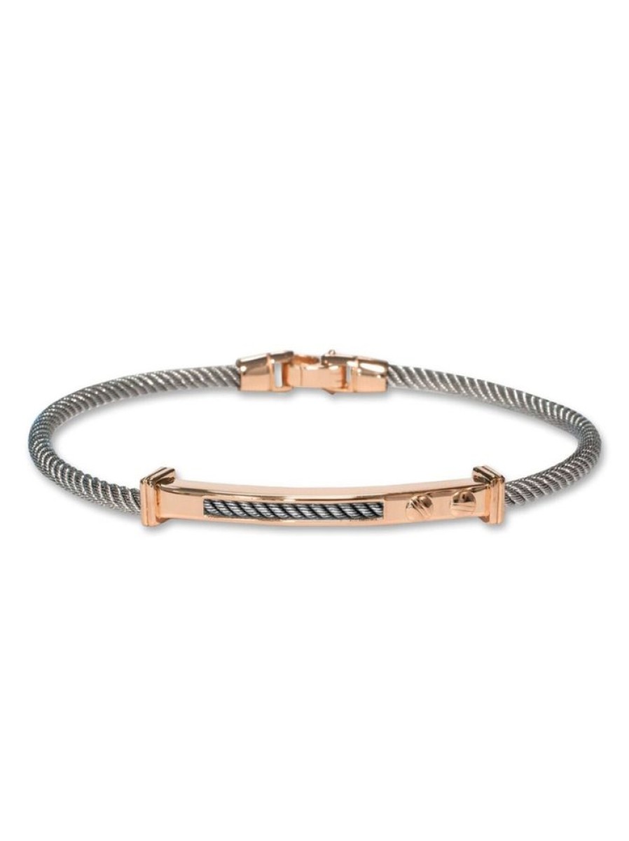 Sieraden Borsari | Stalen Armband Met Rosegoud Br-Et01Mto