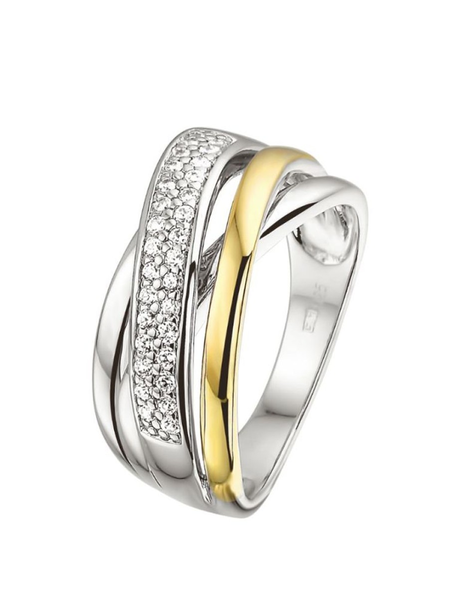 Sieraden Veerman Juwelen Collection | Zilver En Goud Ring Zirkonia