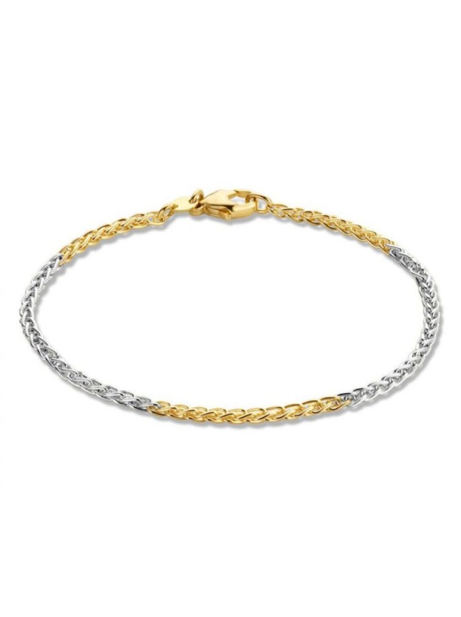 Sieraden Veerman Juwelen Collection | Bicolor Gouden Schakelarmband Vossenstaart