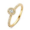 Sieraden Veerman Juwelen Collection | Geelgouden Entourage Ring Met Ovale Diamant 0.40Crt.