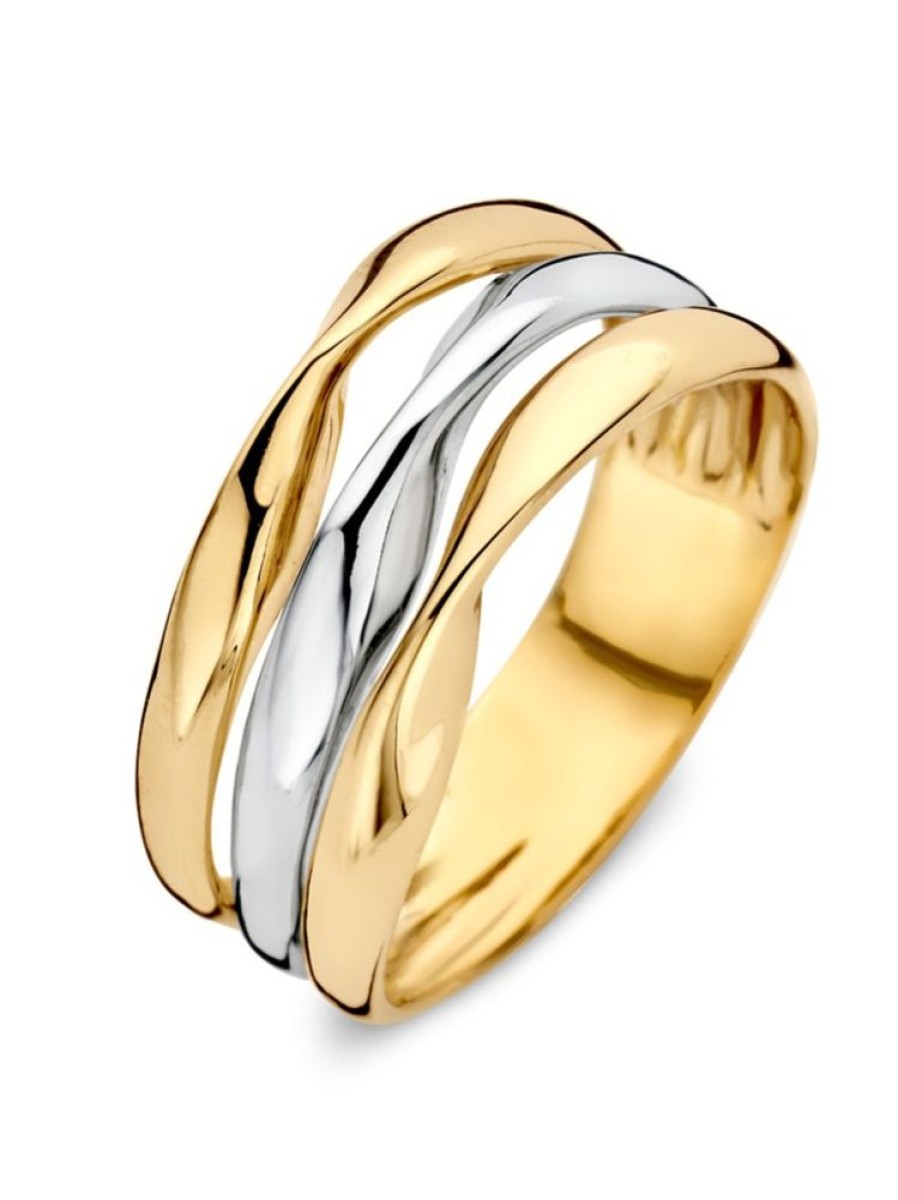 Sieraden Veerman Juwelen Collection | Bicolor Ring Met Golvende Banen