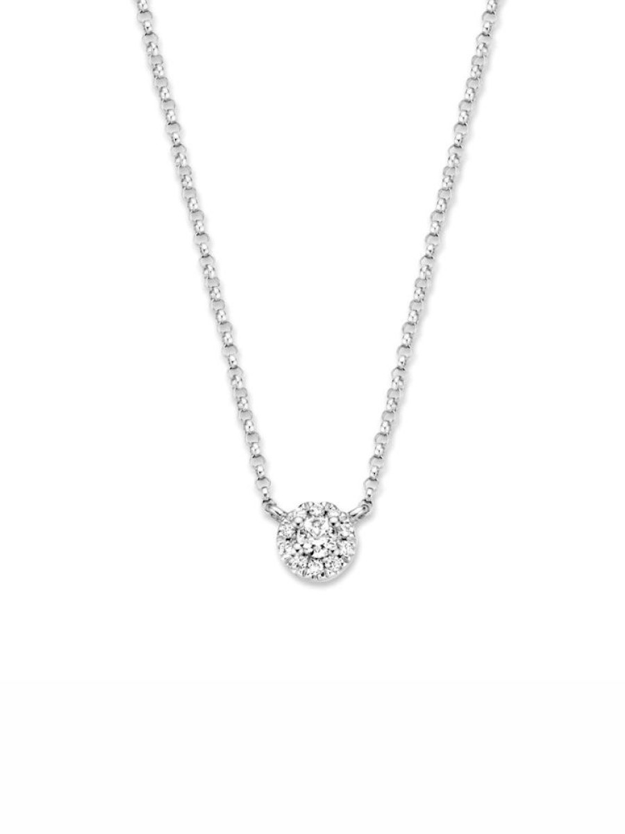 Sieraden Veerman Juwelen Collection | Witgouden Collier Met Diamant 0,15Crt.