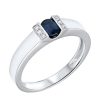 Sieraden Veerman Juwelen Collection | Witgouden Ring Met Saffier En Briljant 0,05Crt