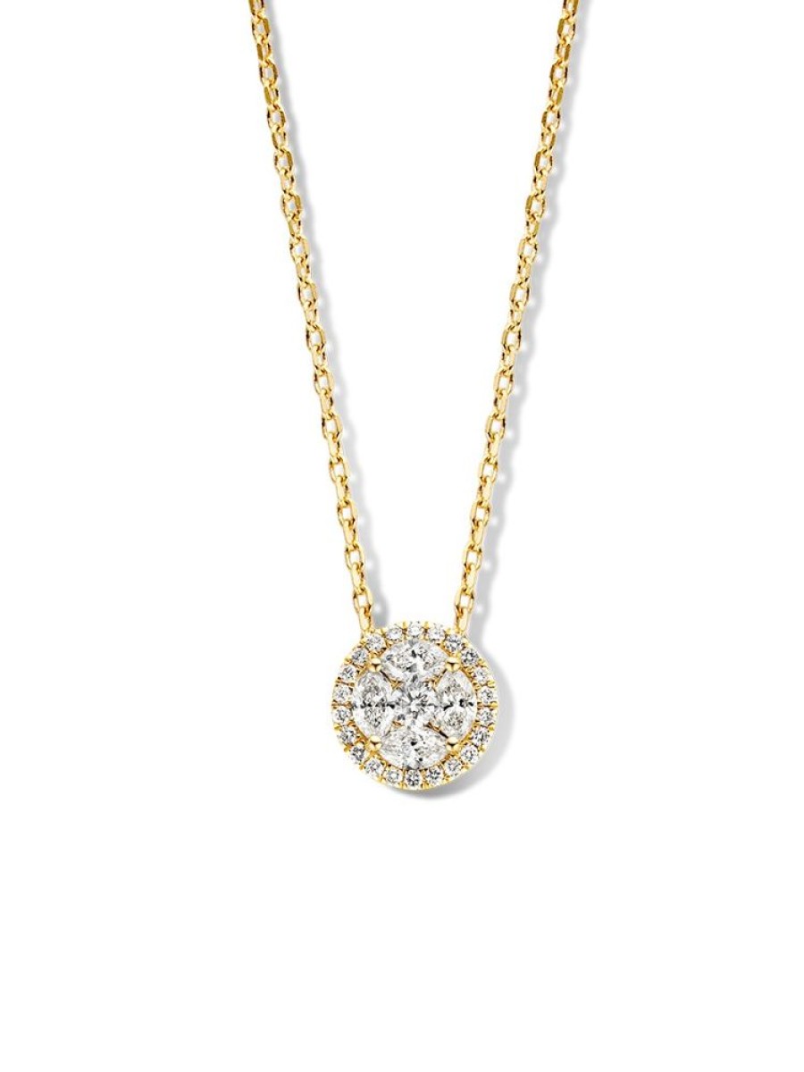 Sieraden Veerman Juwelen Collection | Geelgouden Collier Met Hanger Diamant 0,80Crt.