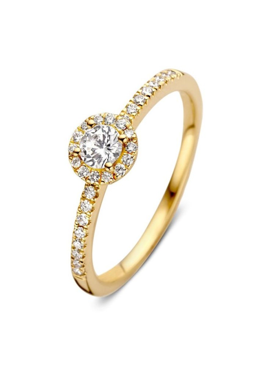 Sieraden Veerman Juwelen Collection | Geelgouden Entourage Ring Met Briljant 0.45Crt.