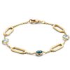 Sieraden Veerman Juwelen Collection | Geelgouden Armband Met Ovale Schakels En Topaas