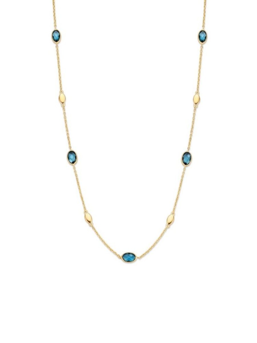 Sieraden Veerman Juwelen Collection | Gouden Collier Met London Blue Topaas