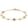 Sieraden Veerman Juwelen Collection | Geelgouden Armband Met Amethist, Citrien, Peridot En Topaas