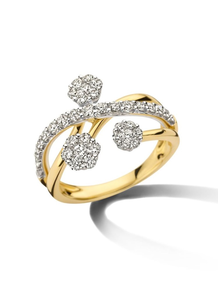 Sieraden Veerman Juwelen Collection | Bicolor Rozet Ring Met Diamant 0,80Crt.