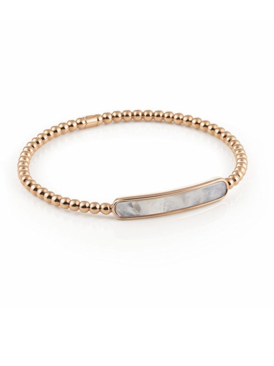 Sieraden Al Coro | Rosegouden Stretcharmband Met Parelmoer