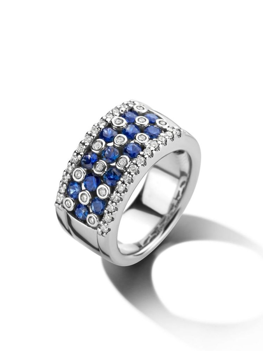 Sieraden Veerman Juwelen Collection | Witgouden Ring Met Saffier En Diamant - Special Edition