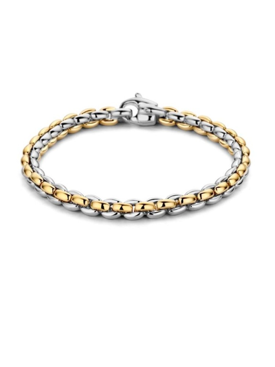 Sieraden Veerman Juwelen Collection | Gouden Schakelarmband Bicolor