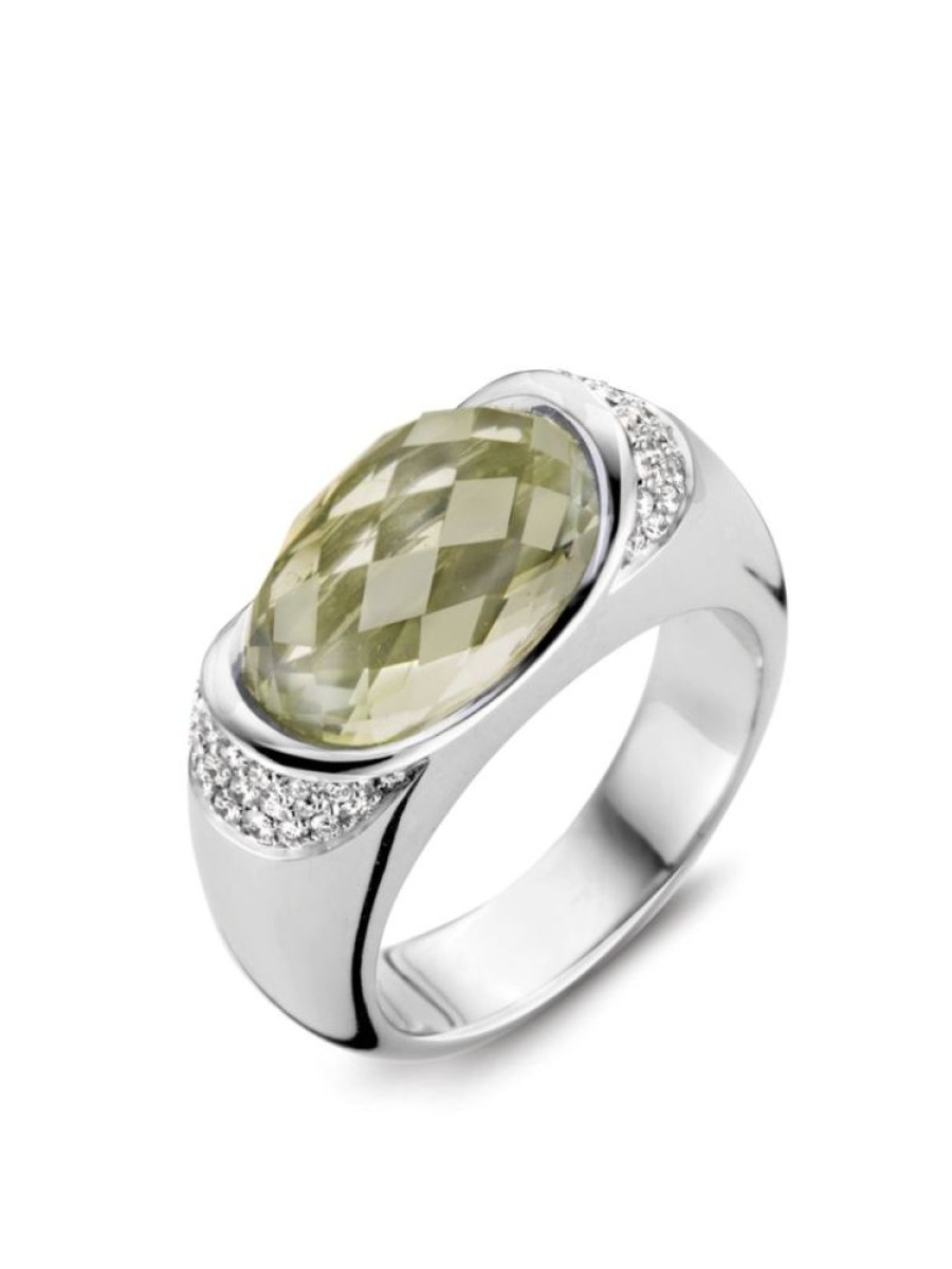 Sieraden Veerman Juwelen Collection | Witgouden Ring Met Groene Amethist