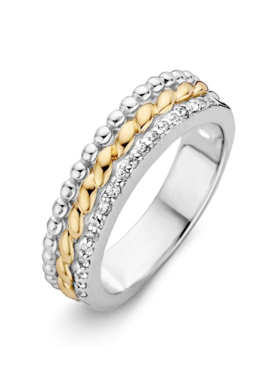 Sieraden Veerman Juwelen Collection | Ring Zilver Met Goud En Zirkonia