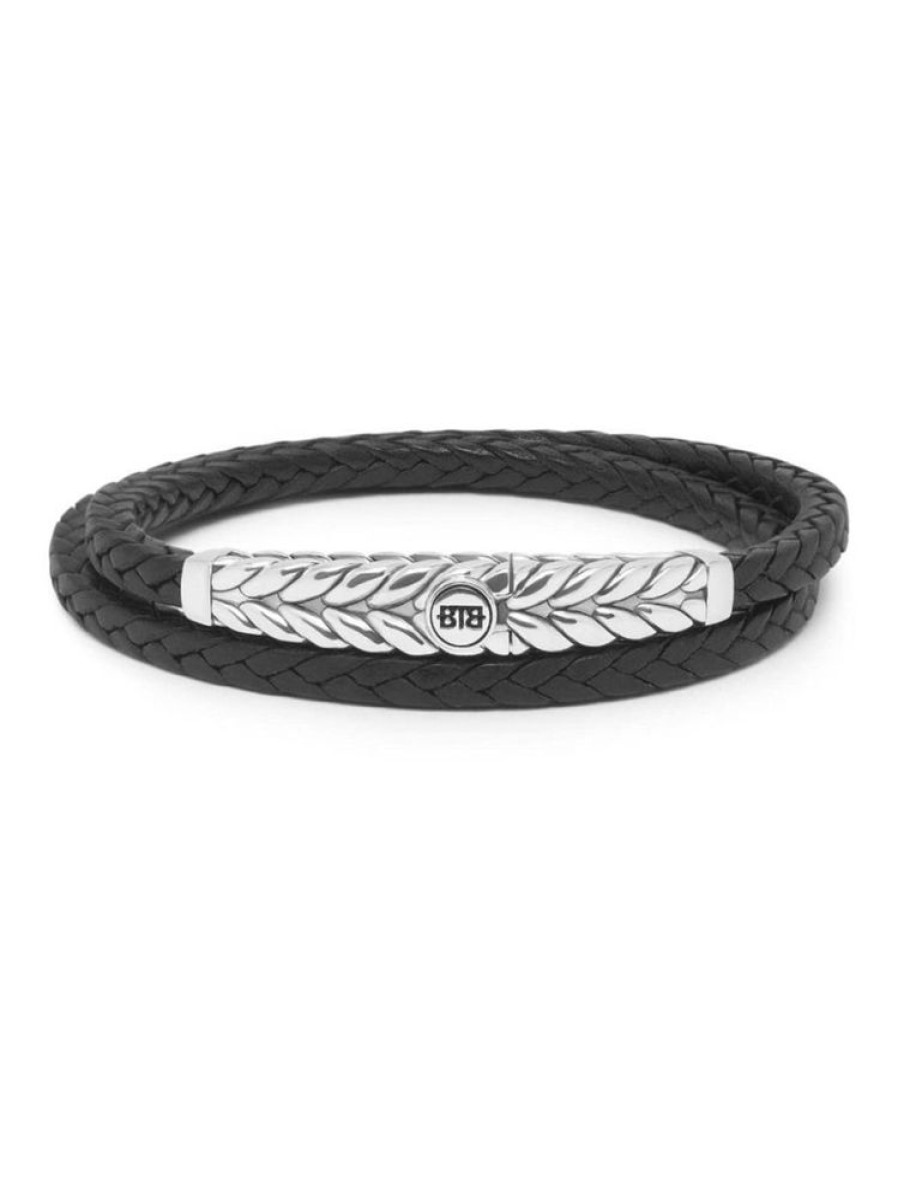 Sieraden Buddha To Buddha | Barbara Double Leather Black Armband