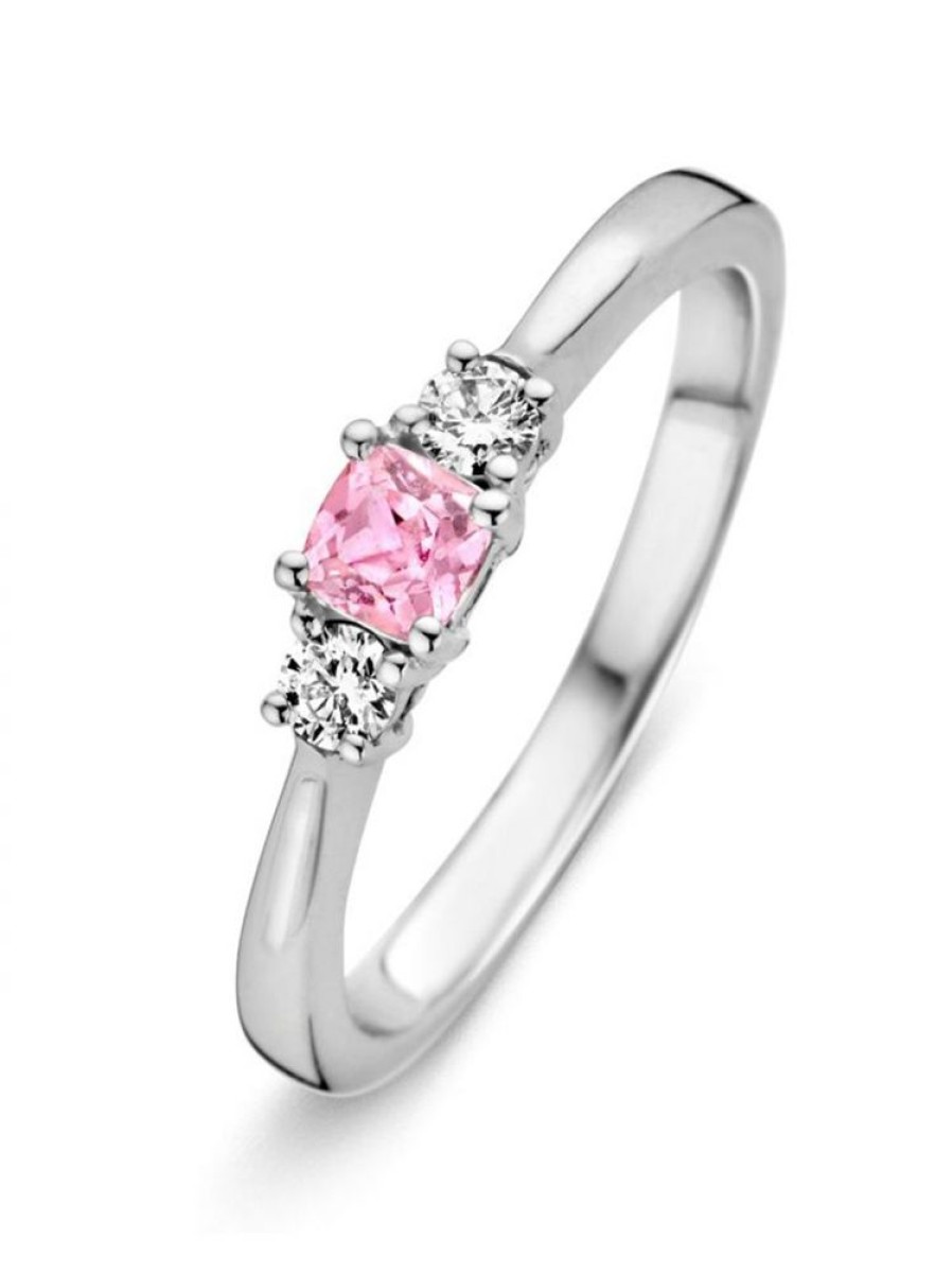 Sieraden Veerman Juwelen Collection | Witgouden Ring Roze Saffier