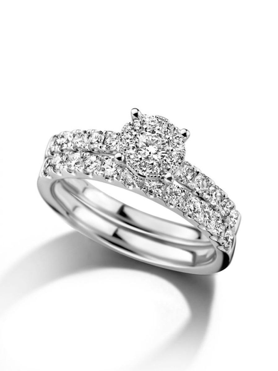 Sieraden Veerman Juwelen Collection | Witgouden Ringenset Met Diamant 0,84Crt.