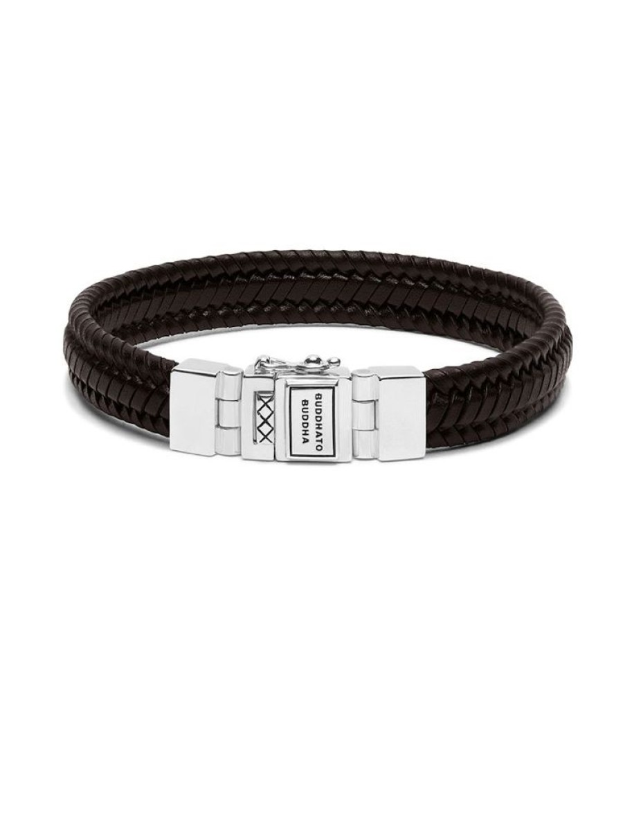 Sieraden Buddha To Buddha | Edwin Small Leather Brown Armband