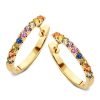 Sieraden Veerman Juwelen Collection | Geelgouden Oorringen Met Rainbow Saffier