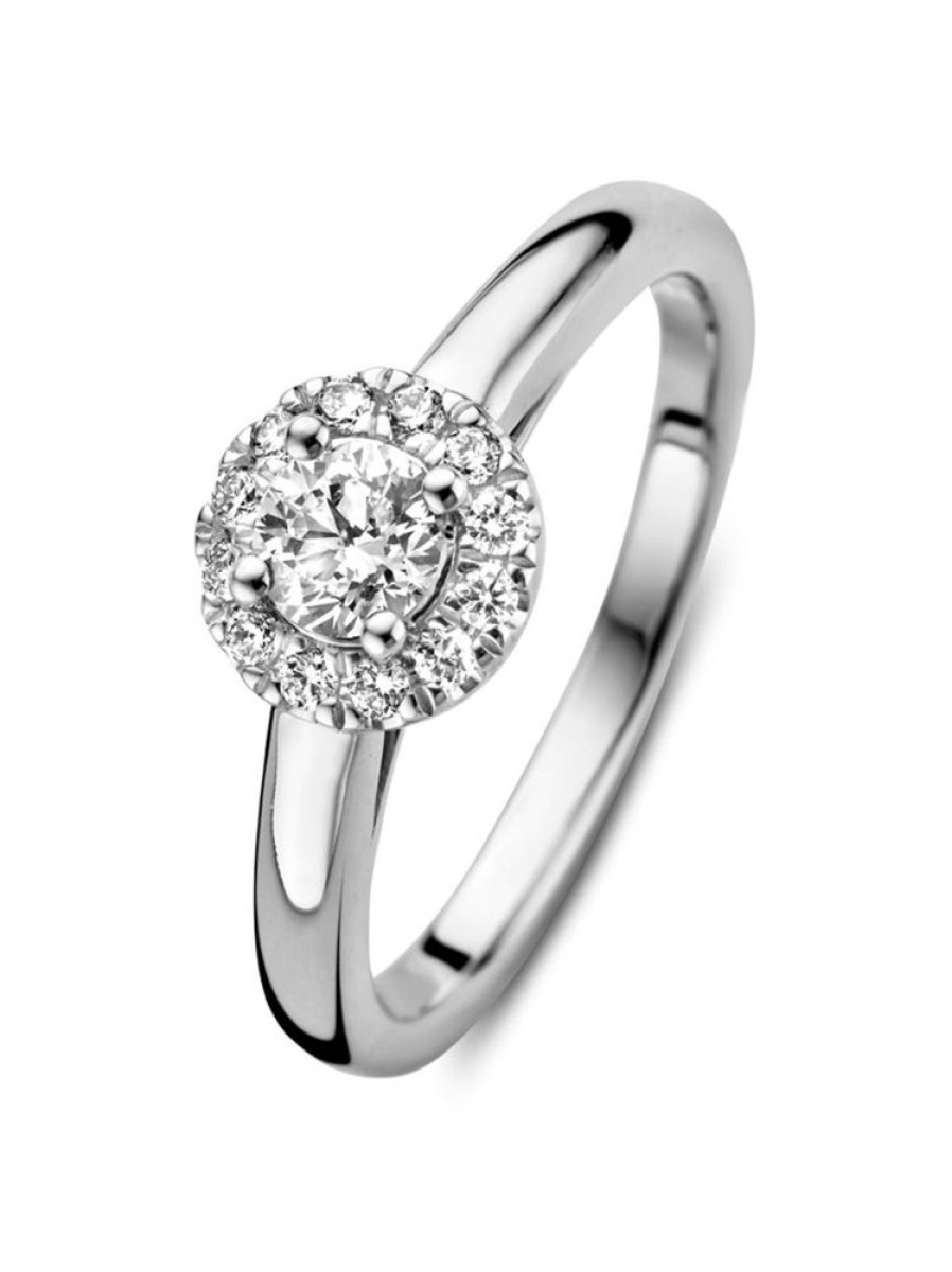 Sieraden Veerman Juwelen Collection | Witgouden Entourage Ring Met Diamant 0,45Crt.