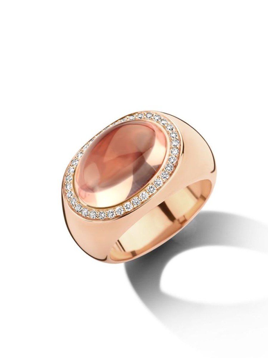 Sieraden Veerman Juwelen Collection | Rosegouden Ring Met Roze Kwarts En Diamant