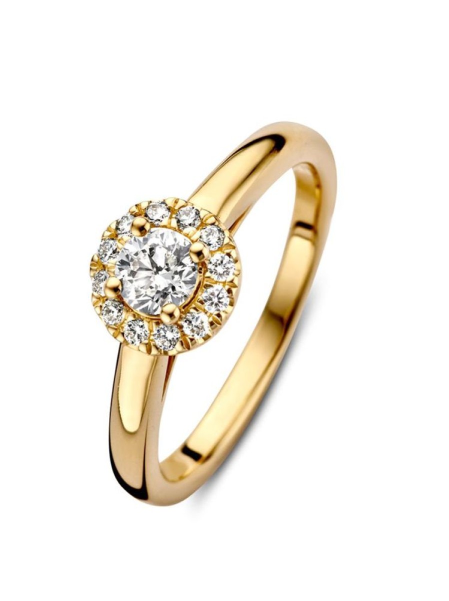 Sieraden Veerman Juwelen Collection | Geelgouden Entourage Ring Met Briljant