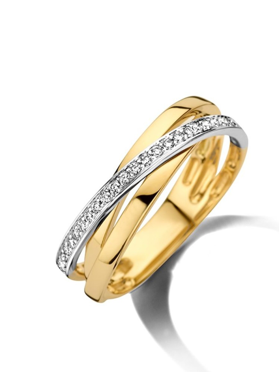 Sieraden Veerman Juwelen Collection | Bicolor Slagring Met Diamant 0,16Crt.