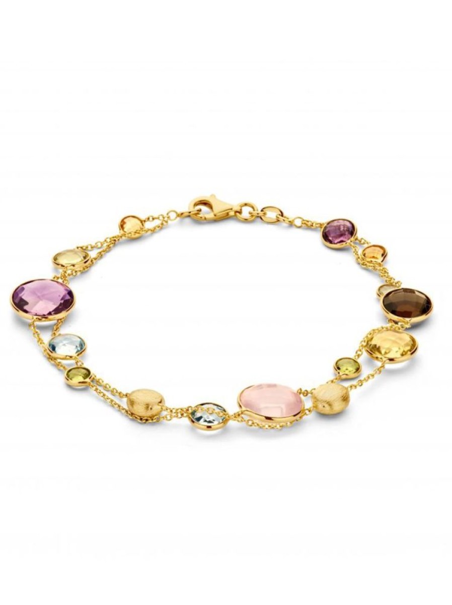 Sieraden Veerman Juwelen Collection | Geelgouden Armband Met Edelstenen En Bolletjes