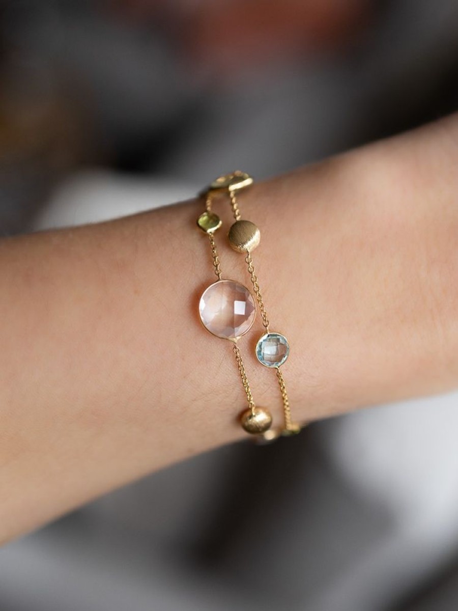 Sieraden Veerman Juwelen Collection | Geelgouden Armband Met Edelstenen En Bolletjes