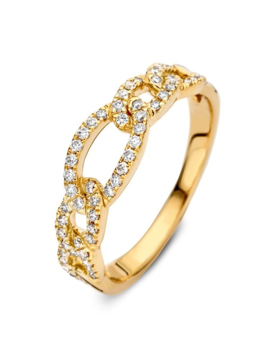 Sieraden Veerman Juwelen Collection | Geelgouden Schakelring Diamant 0,28Crt.