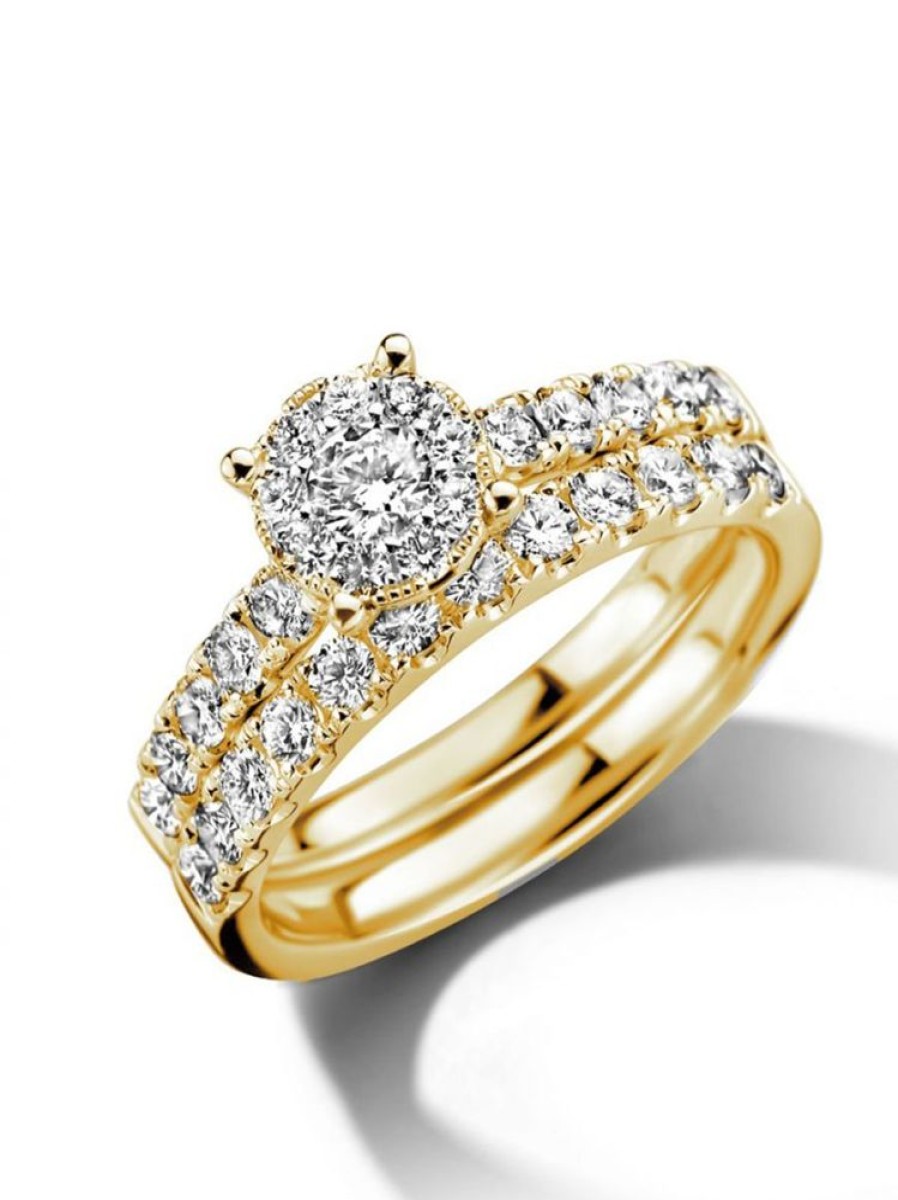 Sieraden Veerman Juwelen Collection | Geelgouden Ringensetmet Diamant 1,02Crt.