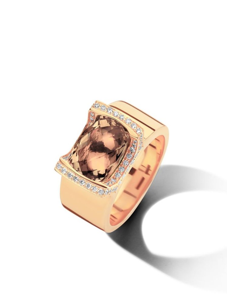 Sieraden Veerman Juwelen Collection | Rosegouden Ring Met Rookwarts En Briljant